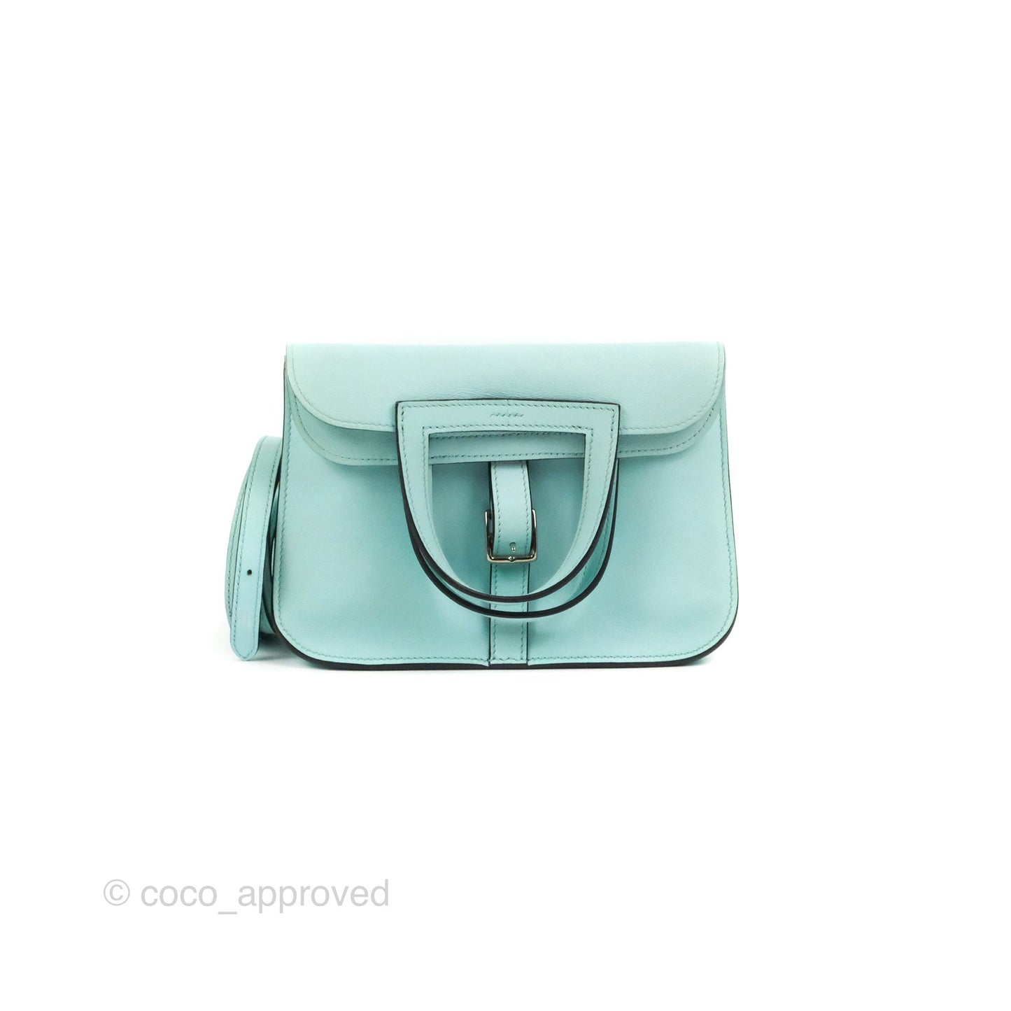 Hermès Halzan 22 Mini Aqua Swift Palladium Hardware