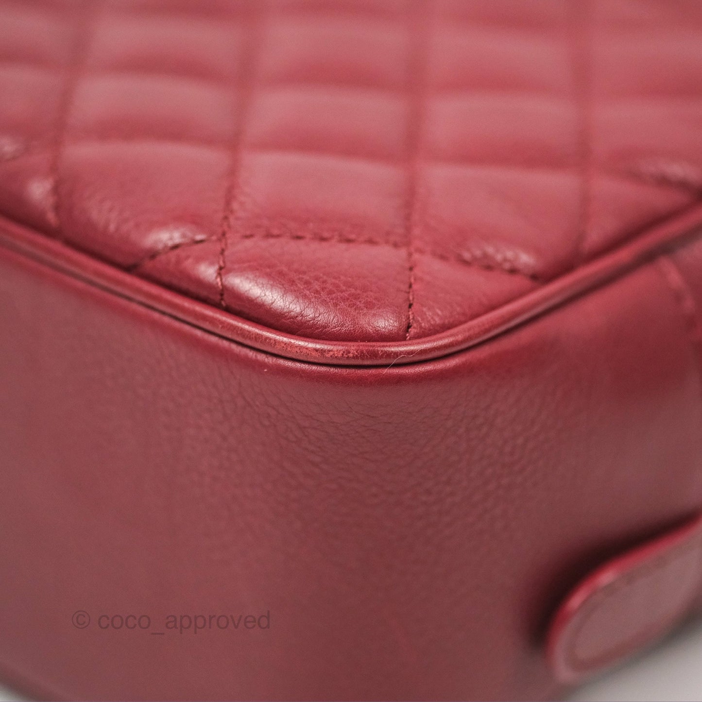 Chanel Quilted CC Small Vanity Case Dark Red Calfskin