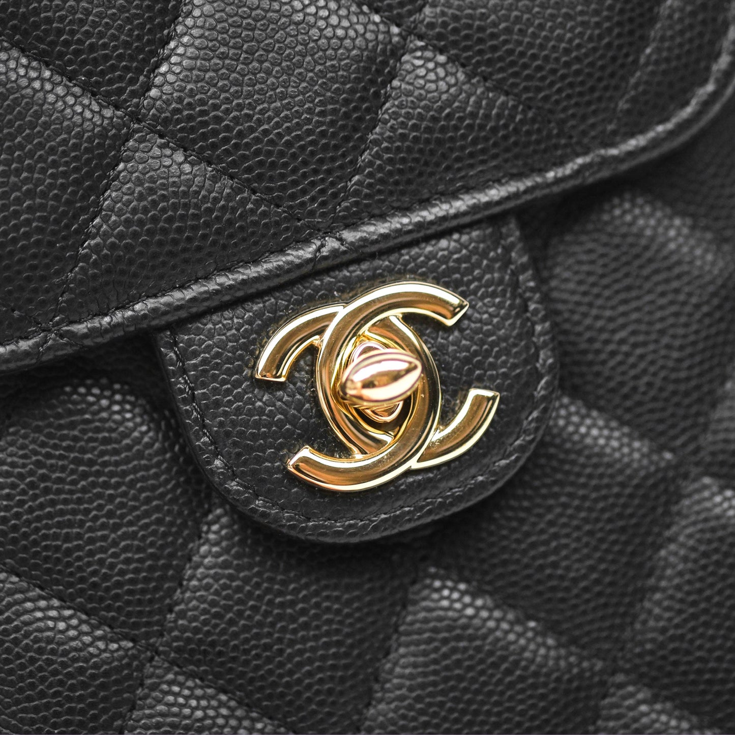Chanel Classic Quilted Phone Holder Black Caviar Gold Hardware