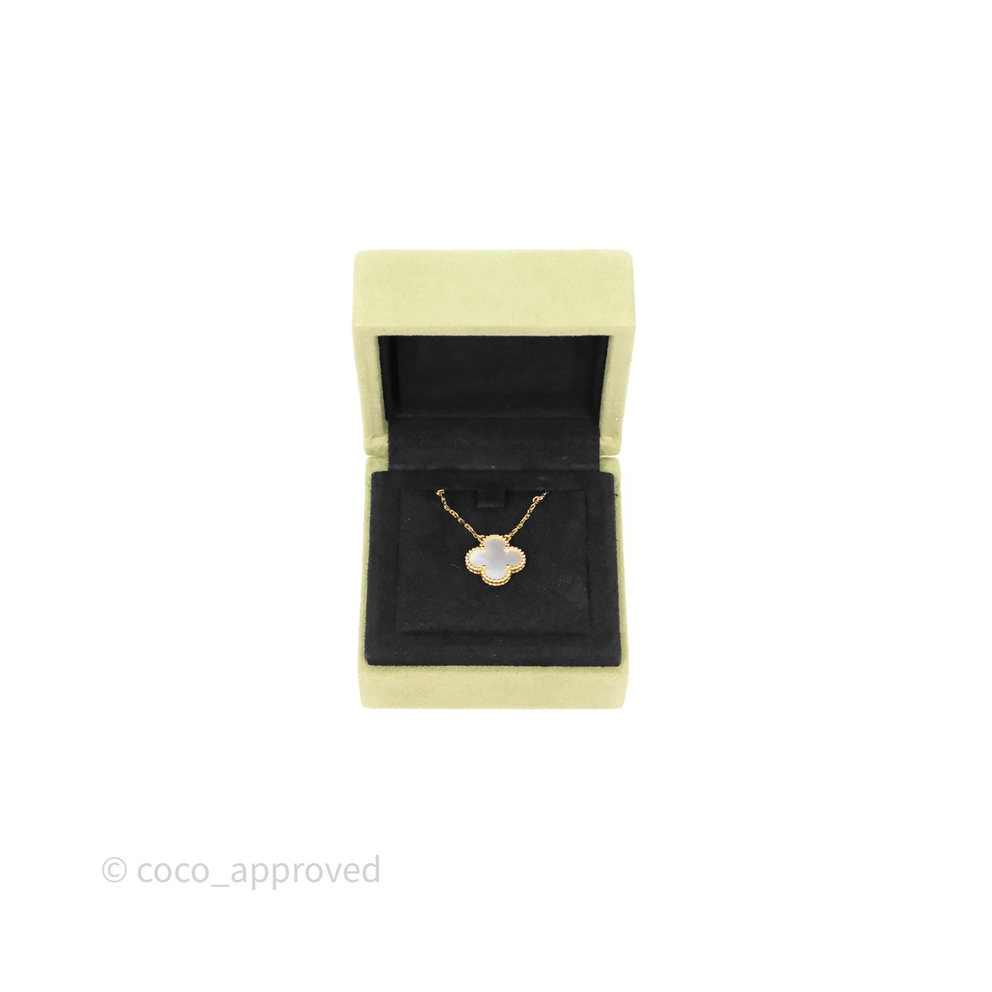 Van Cleef & Arpels Vintage Alhambra Pendant Necklace White Mother-of-pearl Yellow Gold