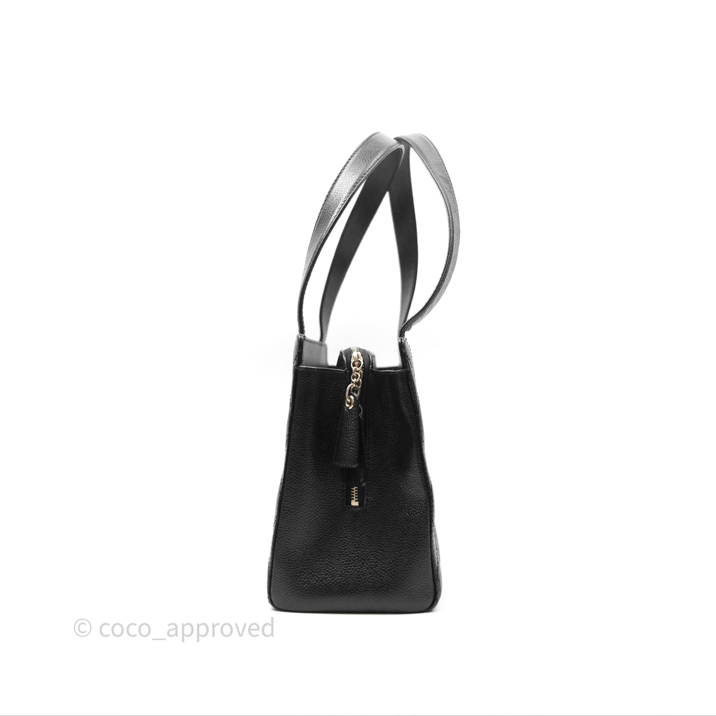 Chanel Vintage Quilted CC Tote Black Caviar Gold Hardware