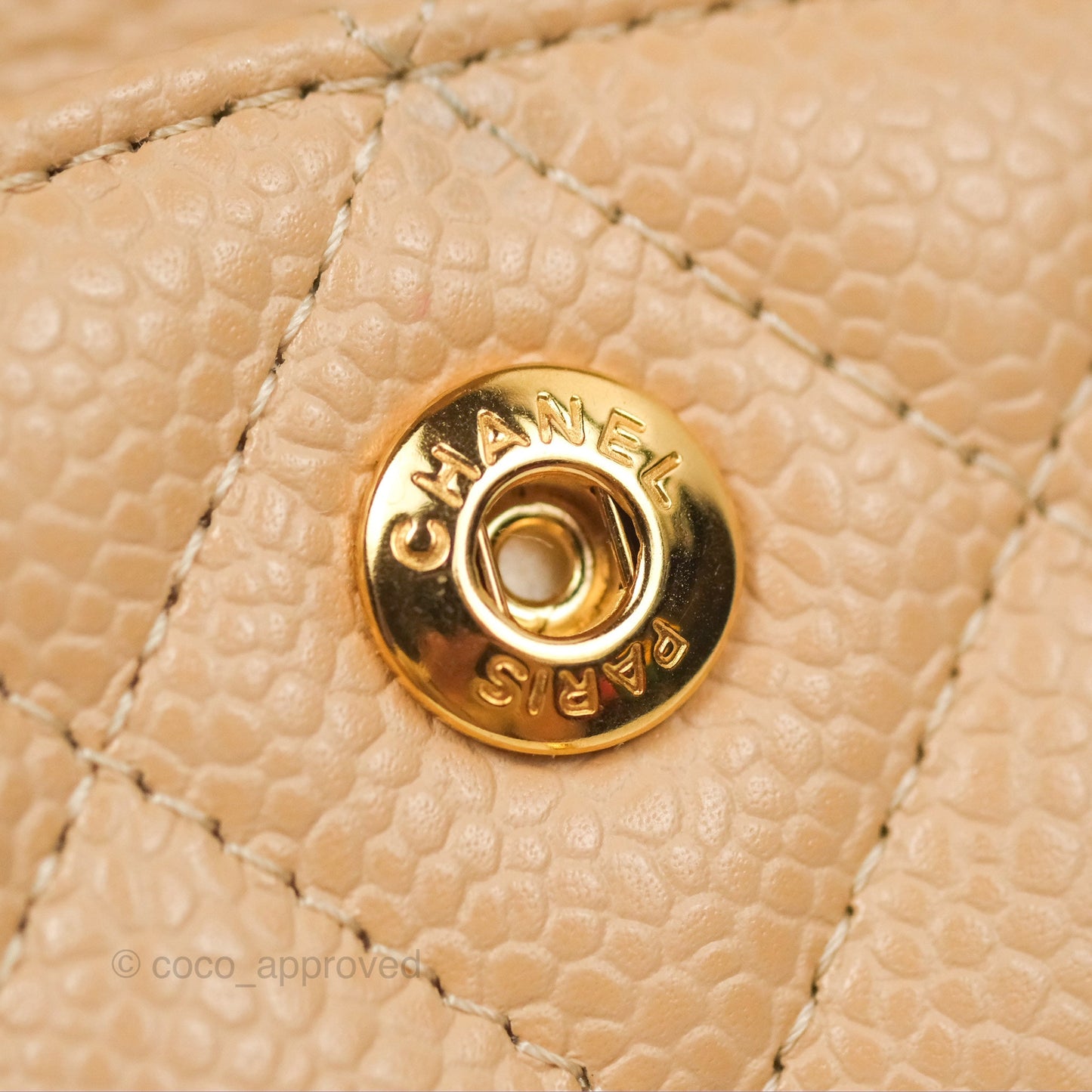 Chanel Small Quilted Classic Flap Beige Caviar Gold Hardware