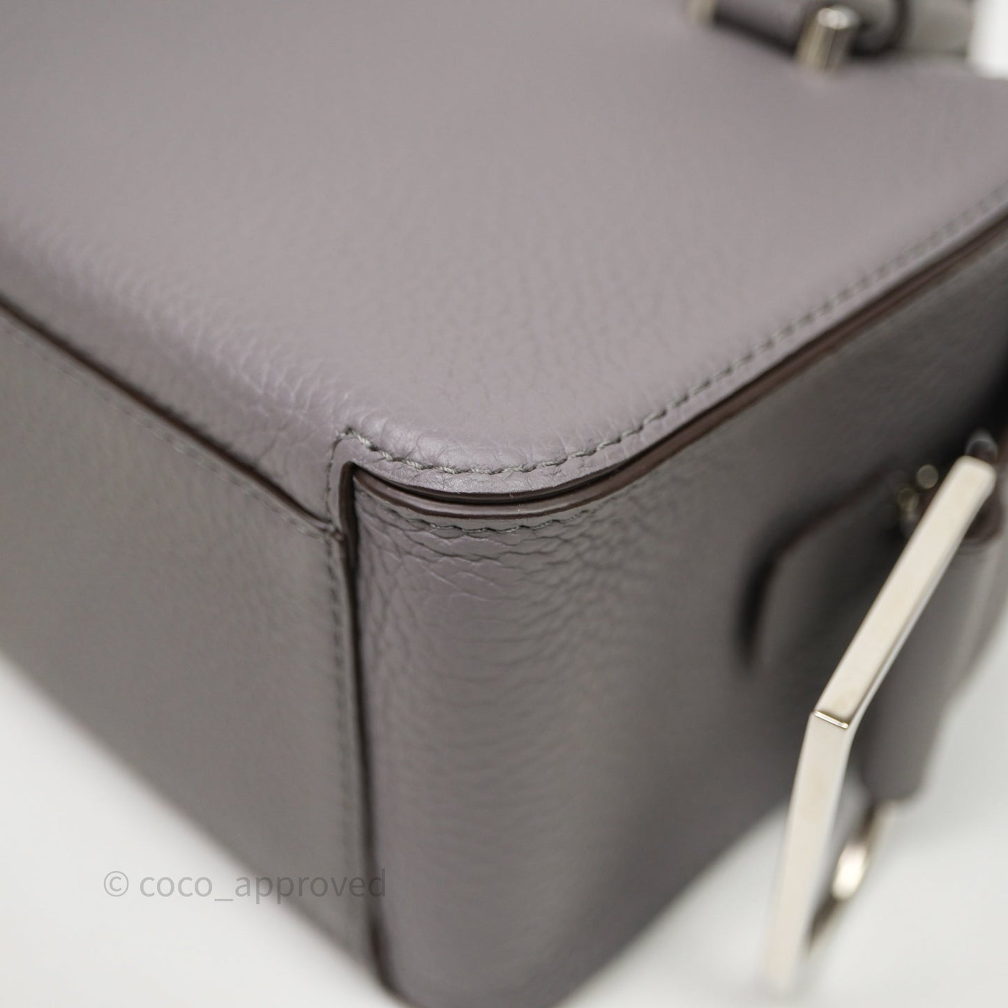 Delvaux Cool Box Mini Taurillon Soft Grained Grey Calfskin Silver Hardware