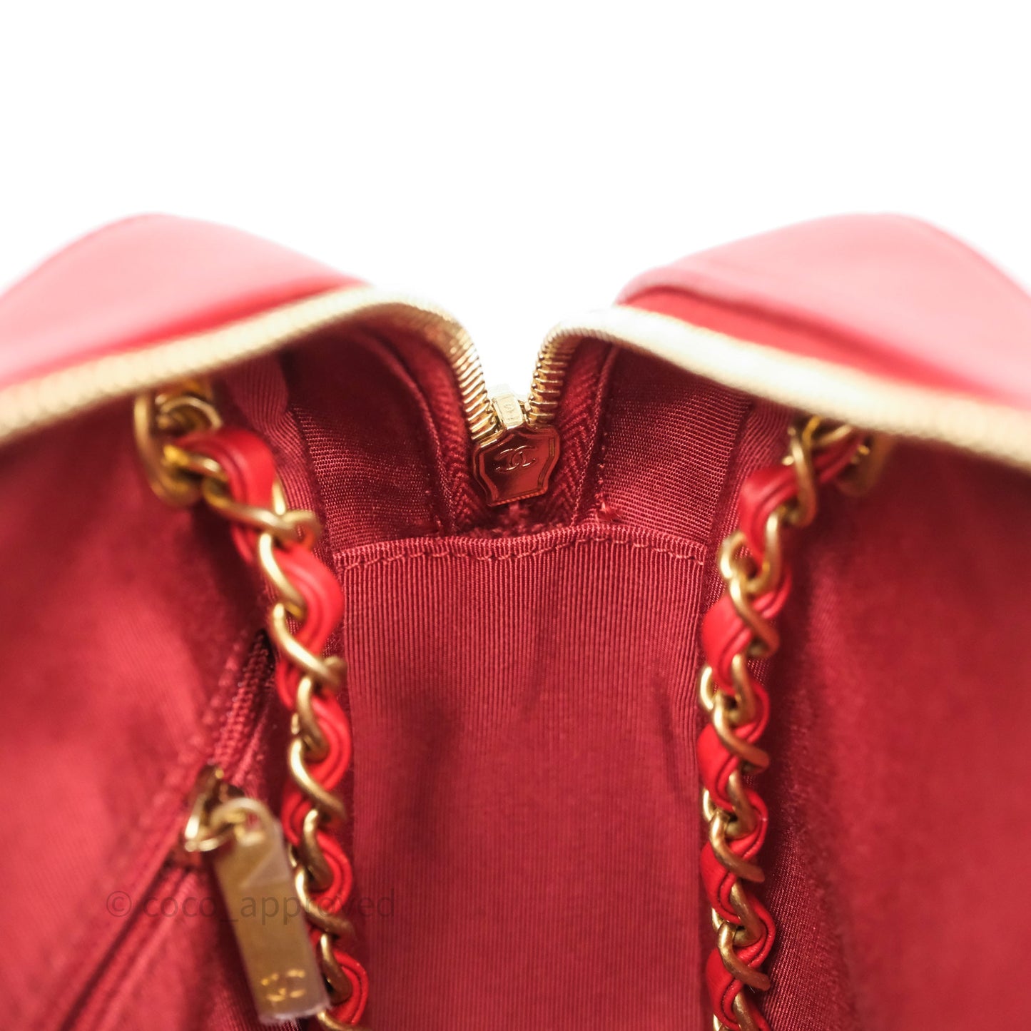 Chanel Infinity Camera Case Red Goatskin Aged Gold Hardware