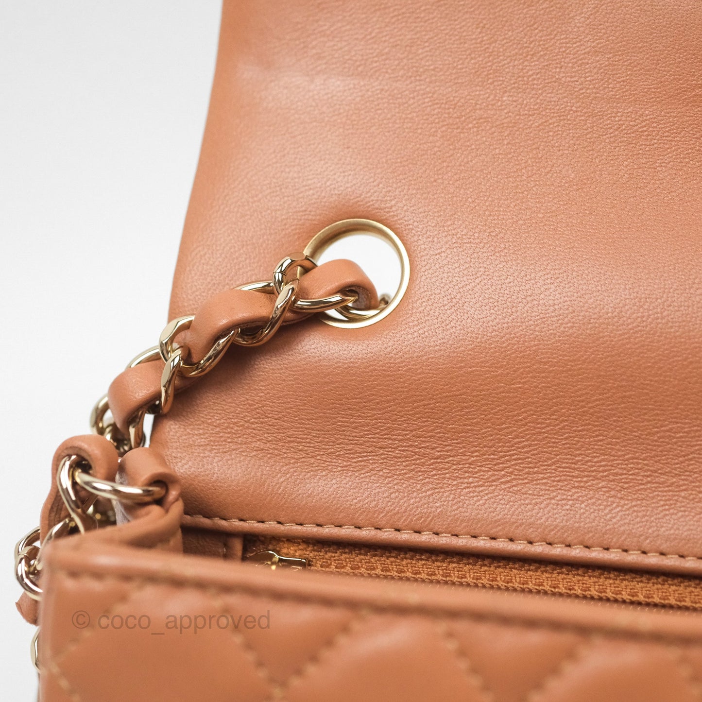 Chanel Quilted Mini Rectangular Flap Caramel Lambskin Gold Hardware