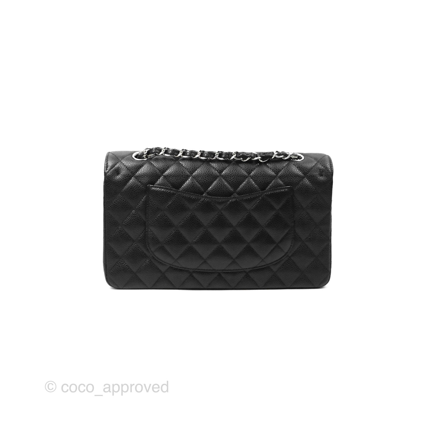 Chanel Classic M/L Medium Flap Quilted Black Caviar Silver Hardware