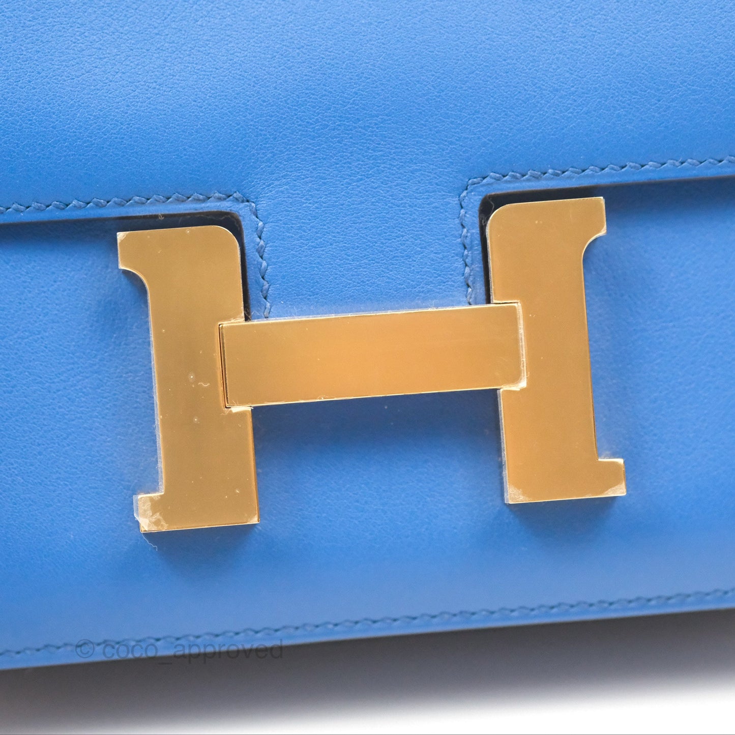 Hermès Constance Mini 18cm Mirror Bleu France 71 Swift Gold Hardware