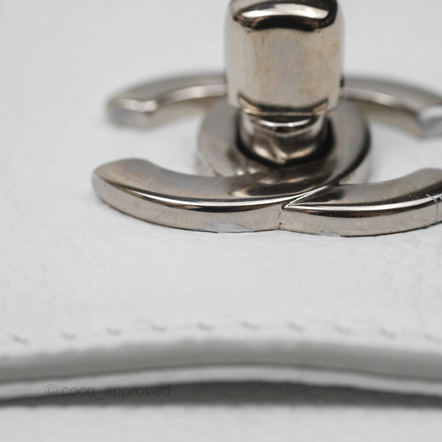 Chanel Mini Neo Executive Shopper Tote White Grained Calfskin Silver Hardware