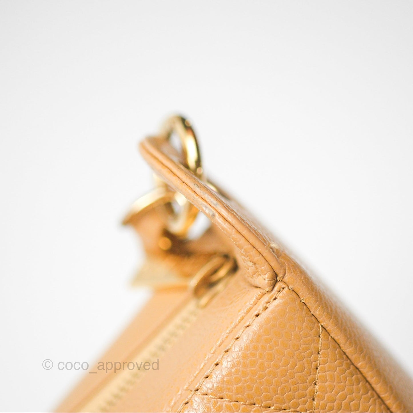 Chanel Vintage CC Quilted Hobo Shoulder Bag Beige Caviar Gold Hardware