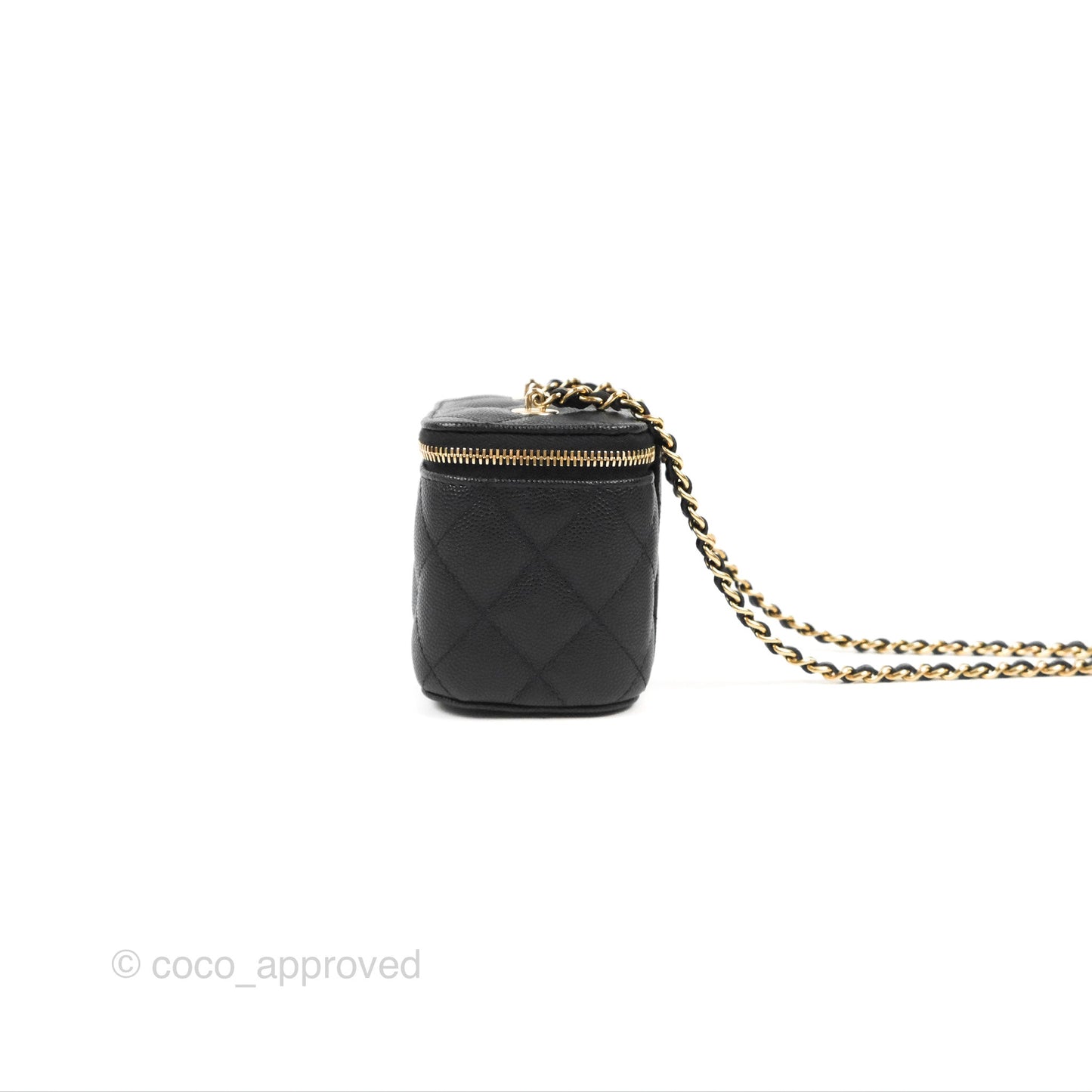 Chanel Mini Vanity With Chain Black Caviar Gold Hardware