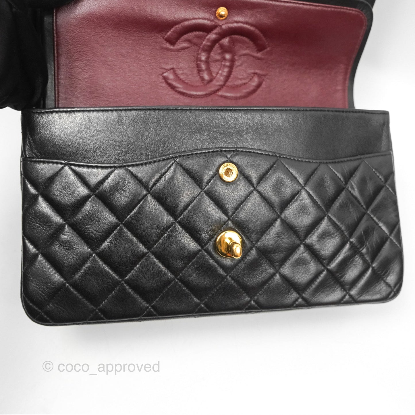 Chanel Vintage Classic Medium Flap Black Lambskin 24K Gold Hardware