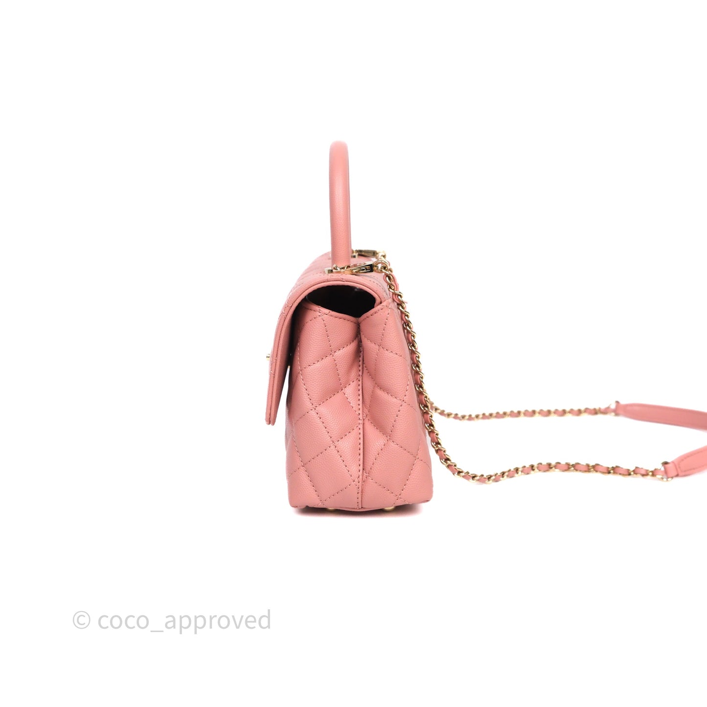 Chanel Small Coco Handle Quilted Pink Caviar Gold Hardware