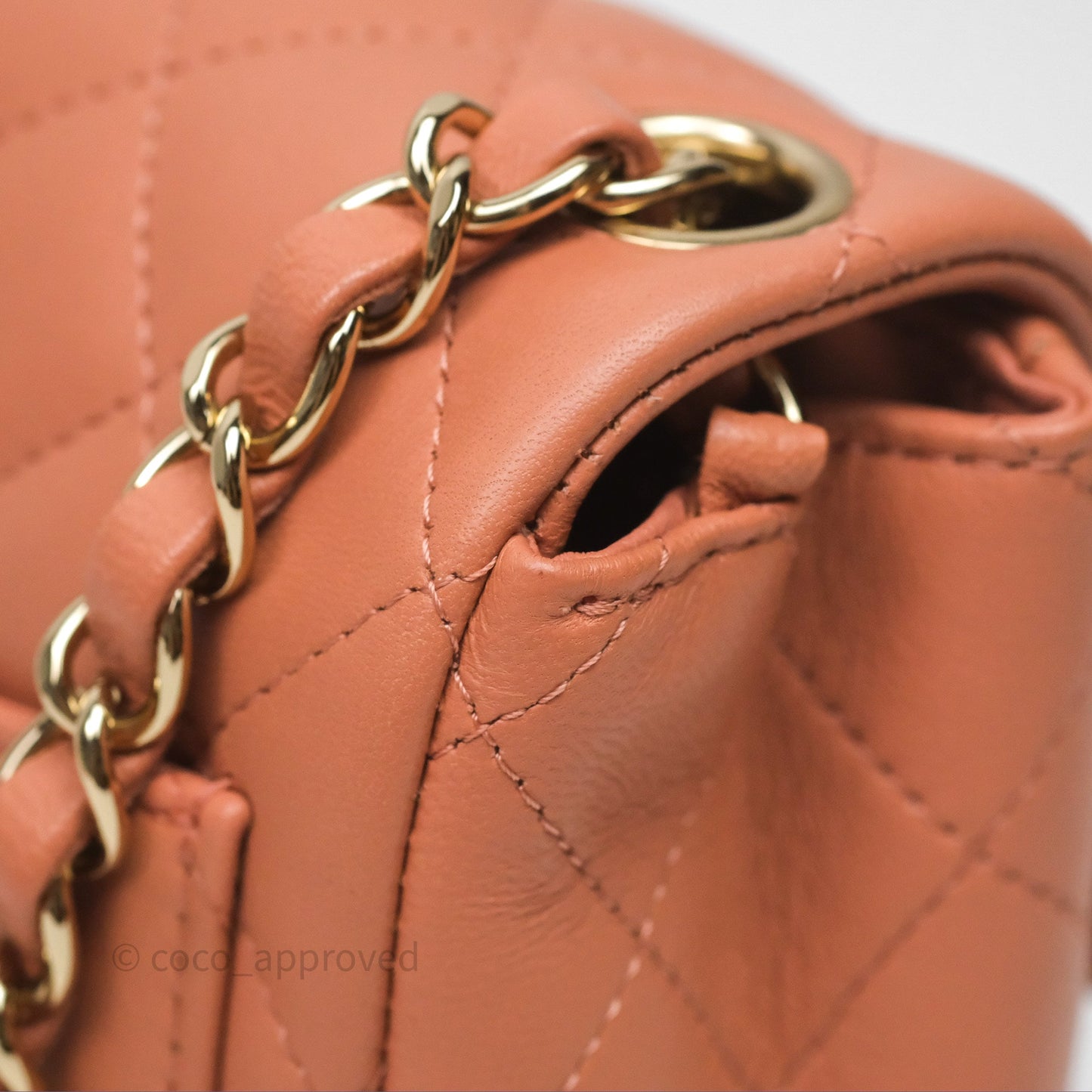 Chanel Mini Square Flap Quilted Dark Beige Lambskin Gold Hardware