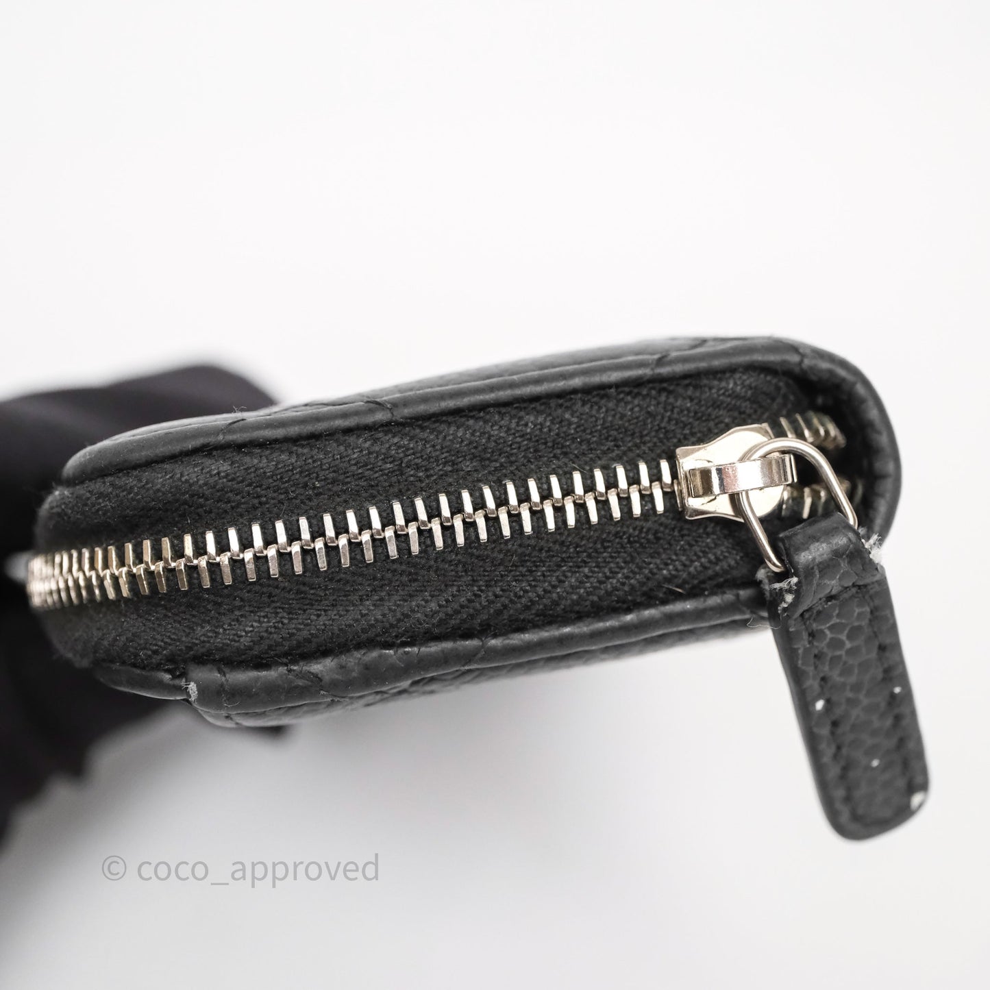 Chanel Classic Zipped Coin Purse Black Caviar Silver Hardware