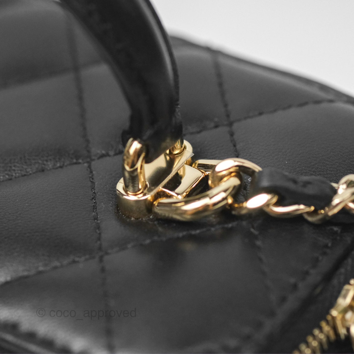 Chanel Vanity Rectangular Top Handle Black Lambskin Gold Hardware