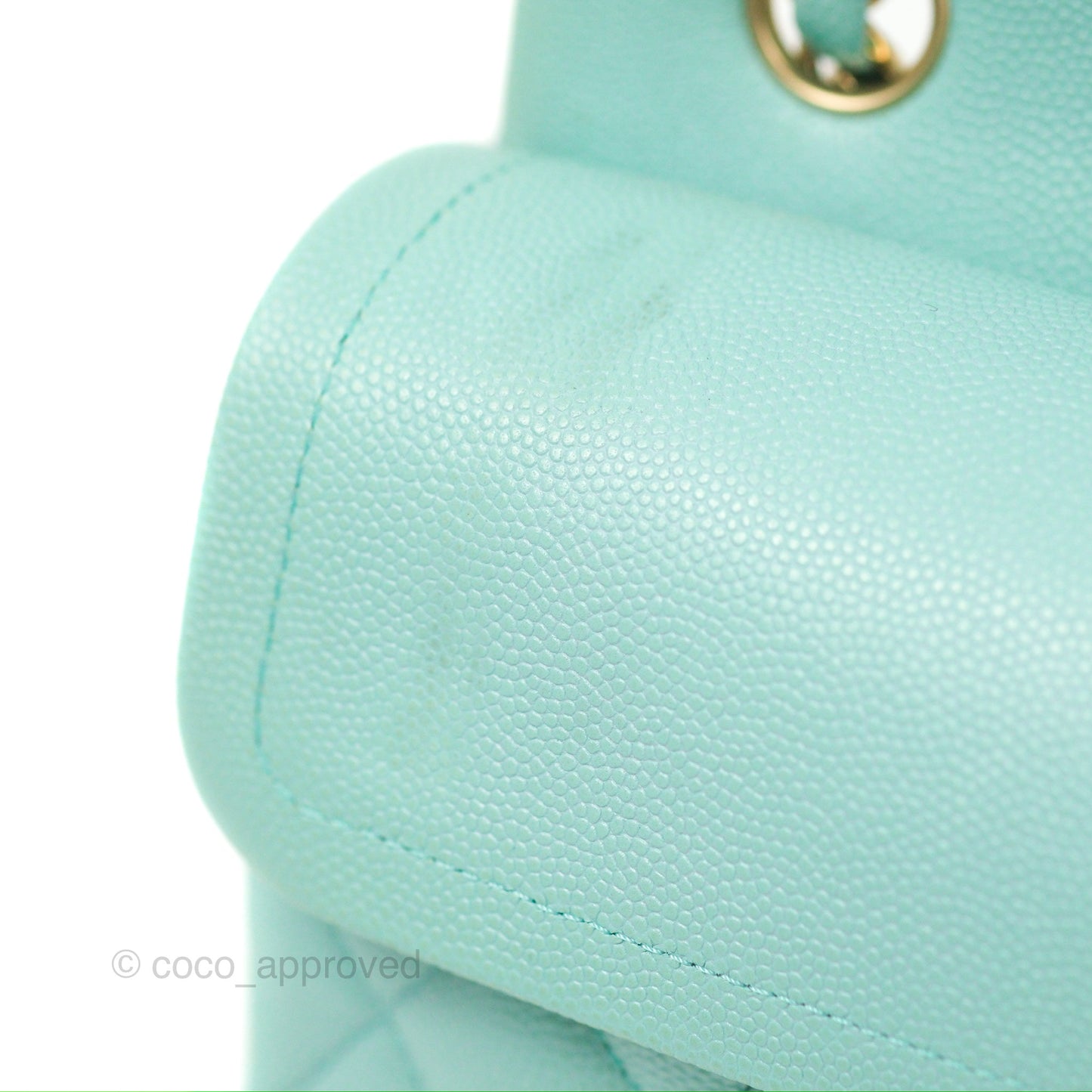 Chanel Small Classic Quilted Flap Tiffany Blue Caviar Gold Hardware 20C
