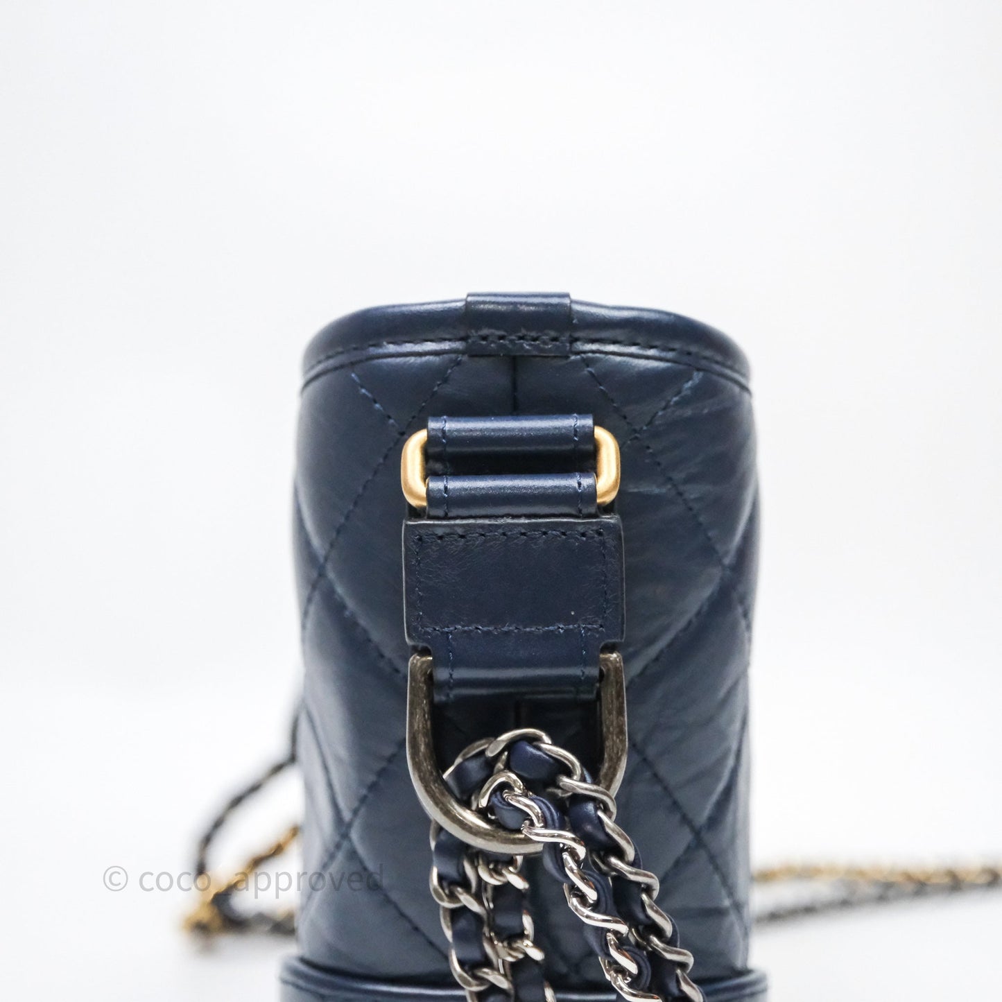 Chanel Quilted Small Gabrielle Hobo Navy Aged Calfskin Mixed Hardware