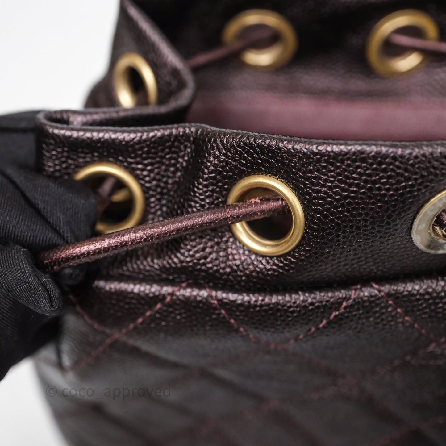 Chanel Quilted Filigree Backpack Iridescent Burgundy Caviar Aged Gold Hardware