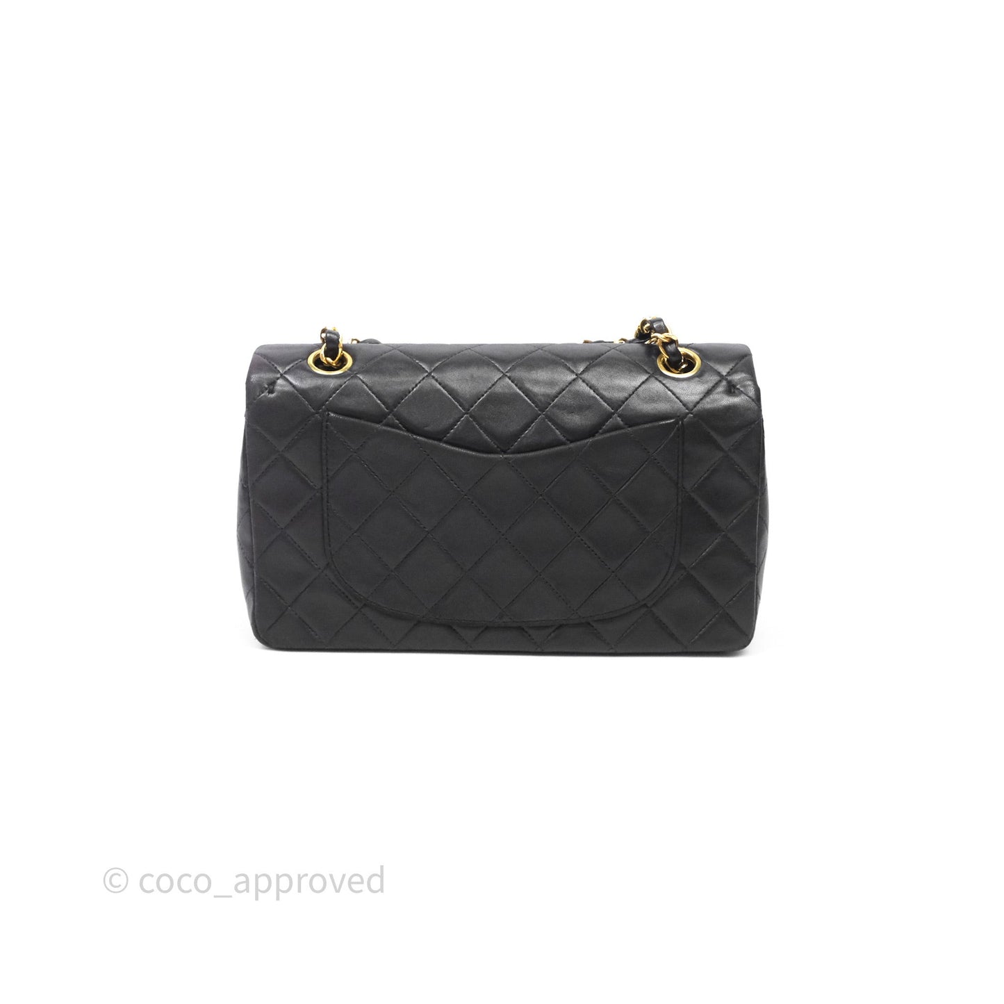 Chanel Vintage Lambskin Small Double Flap Bag Black Gold Hardware