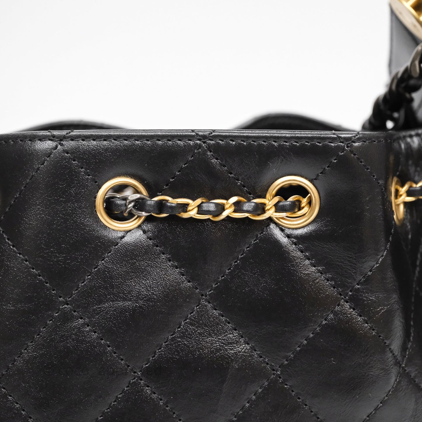 Chanel 25 Mini Black Shiny Crumpled Calfskin Mixed Hardware