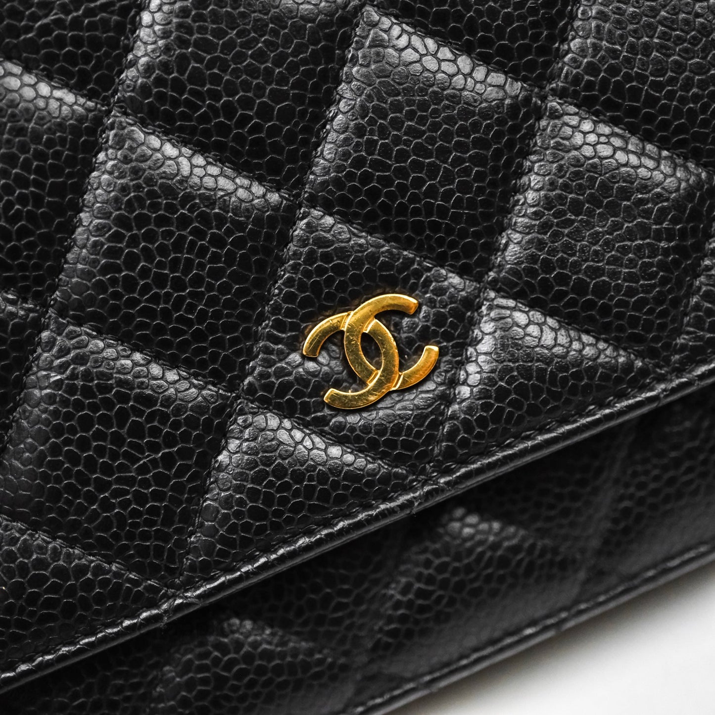 Chanel Classic Wallet On Chain WOC Quilted Black Caviar Gold Hardware