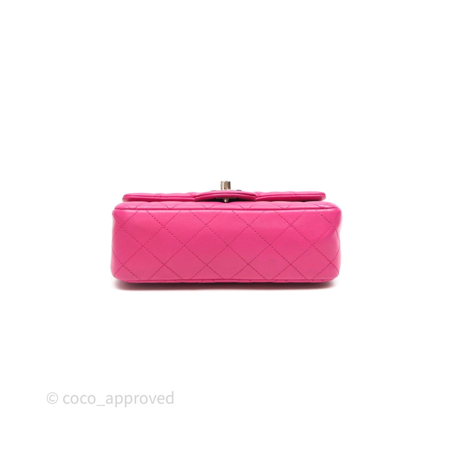 Chanel Mini Rectangular Quilted Dark Pink Lambskin Silver Hardware