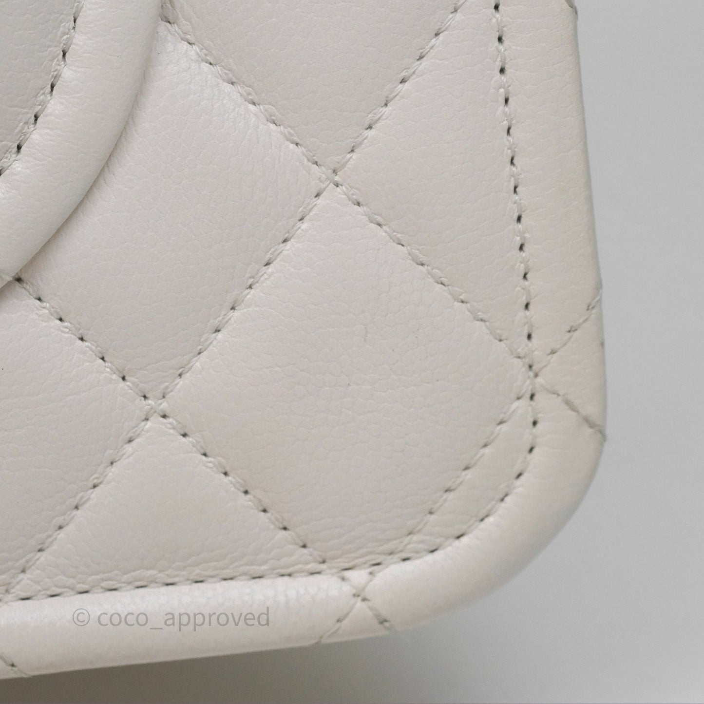 Chanel Large Quilted Sweet Classic Flap White Caviar Aged Gold Hardware