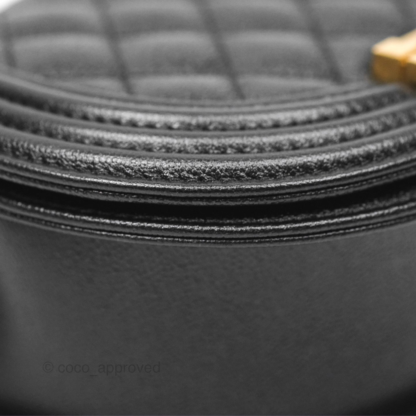 Chanel Boy Messenger Bag Black Caviar Aged Gold Hardware