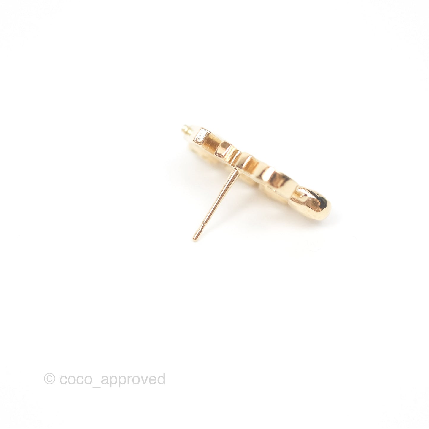Chanel Crystal CHA-NEL Heart Earrings Gold Tone 23P