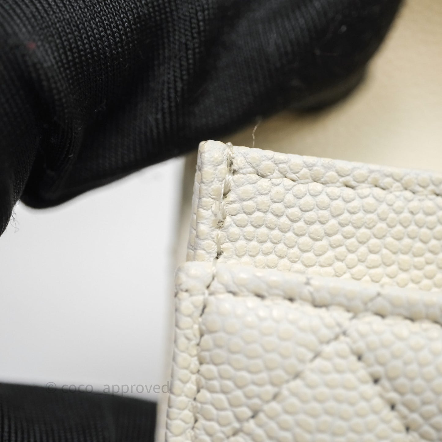 Chanel Quilted Classic Flap Card Holder White Caviar Gold Hardware