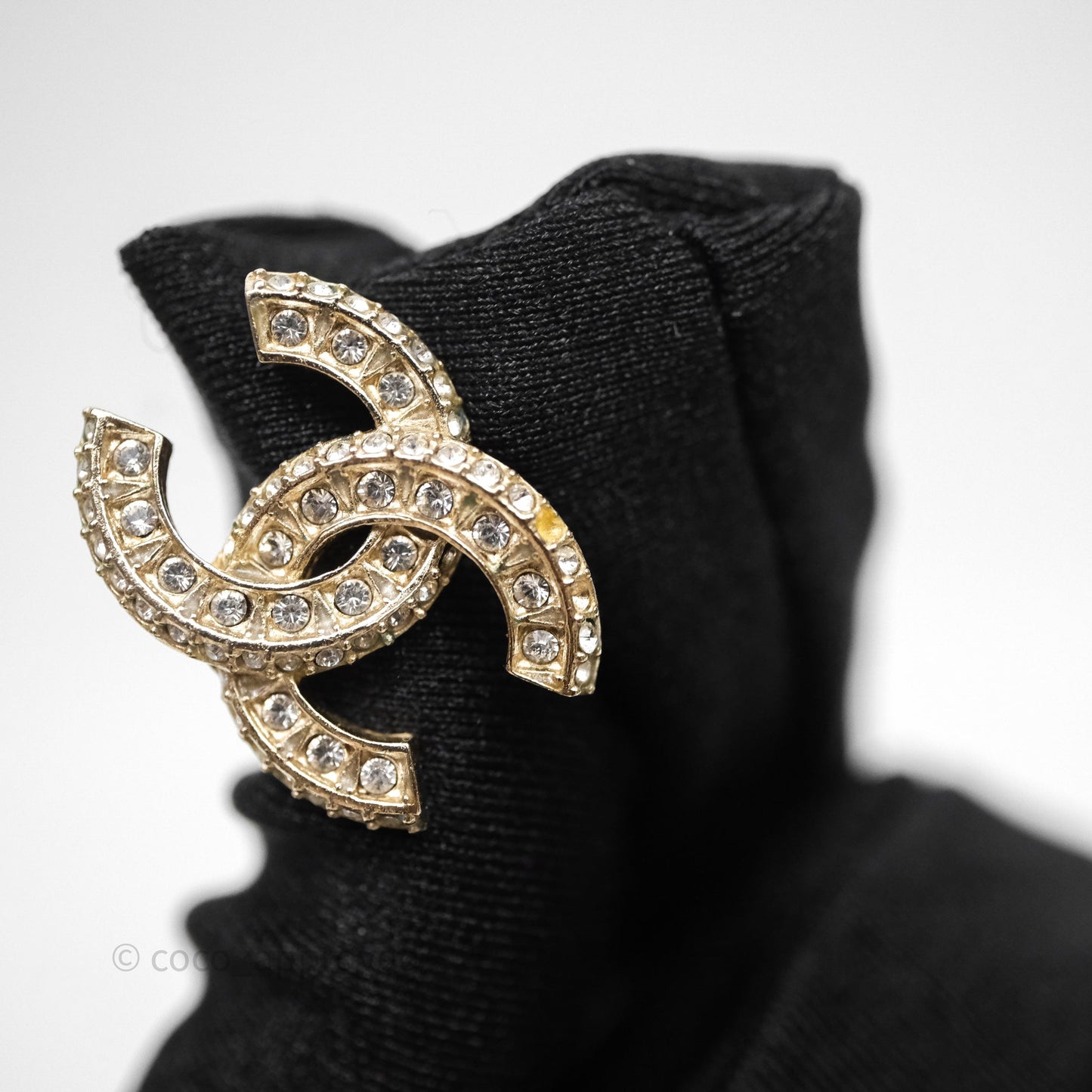 Chanel Crystal CC Earrings Gold Tone 23V