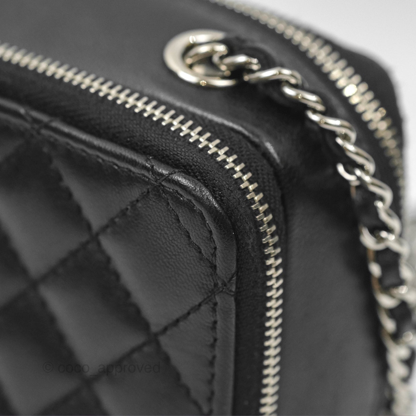 Chanel Small Pocket Box Camera Case Black Lambskin Silver Hardware