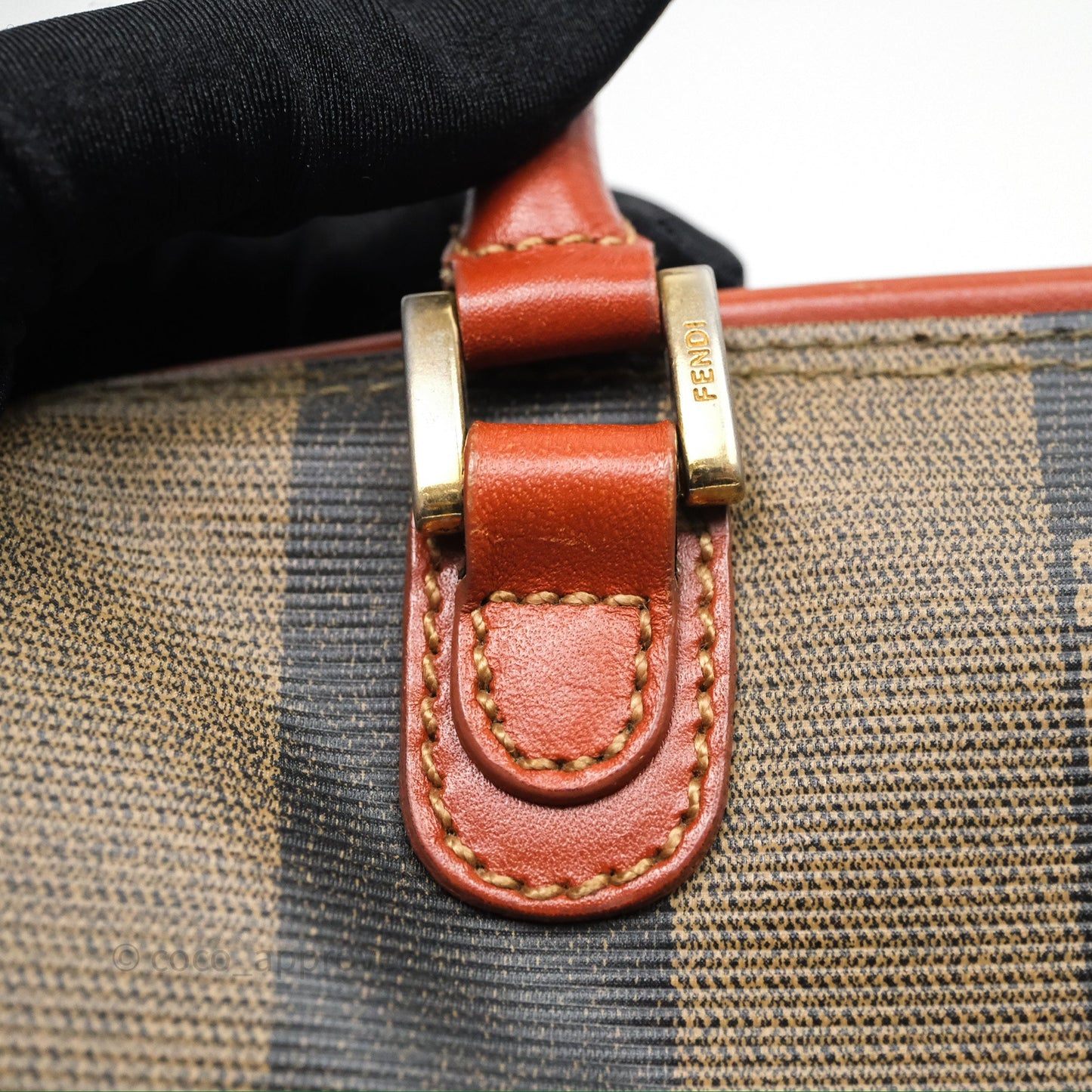 Fendi Mini Vintage Striped Boston Bag
