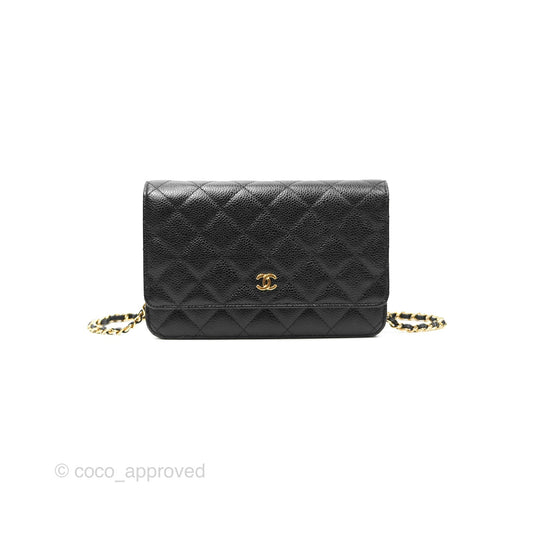 Chanel Quilted Classic Wallet On Chain WOC Black Caviar Gold Hardware