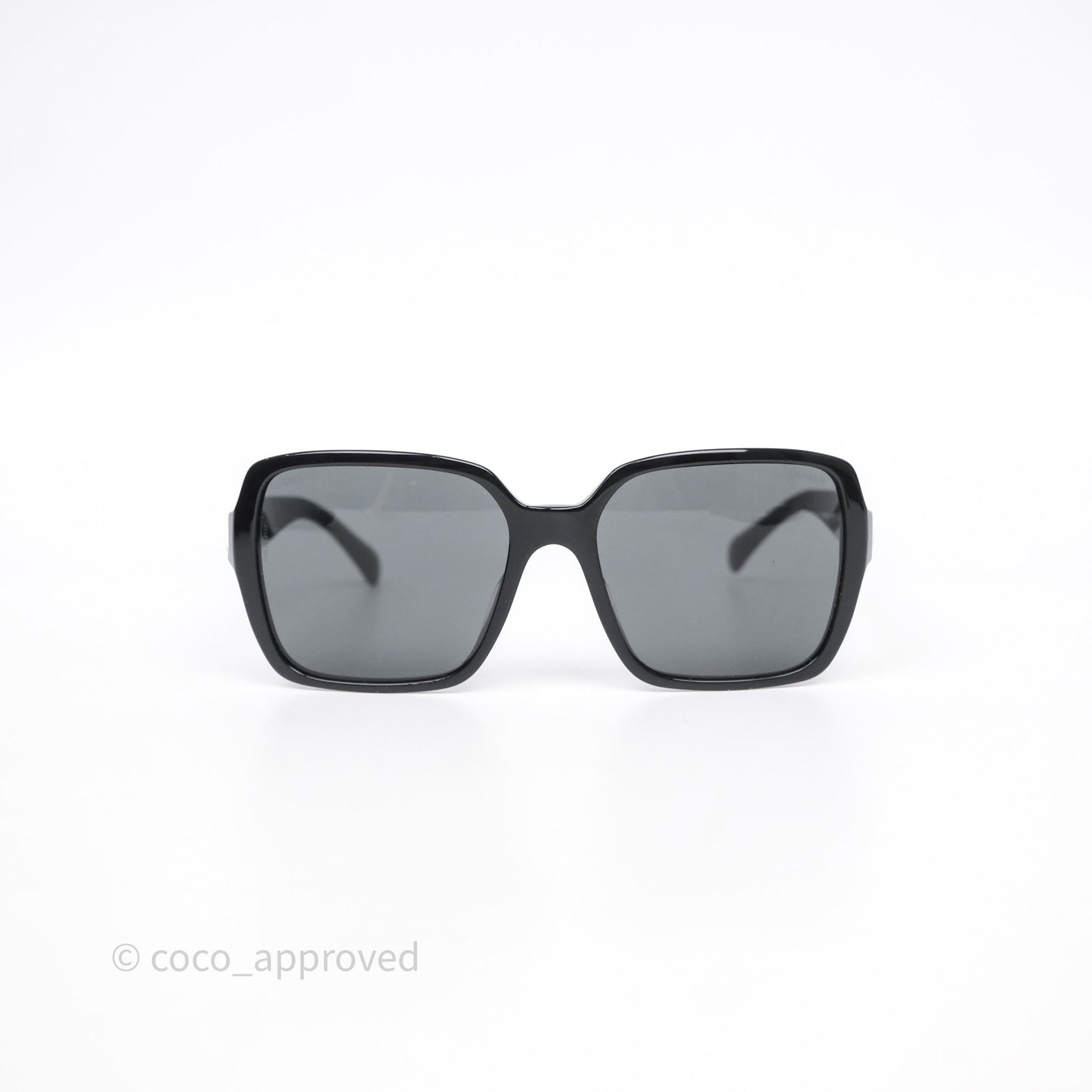 Chanel White Logo Sunglasses Black