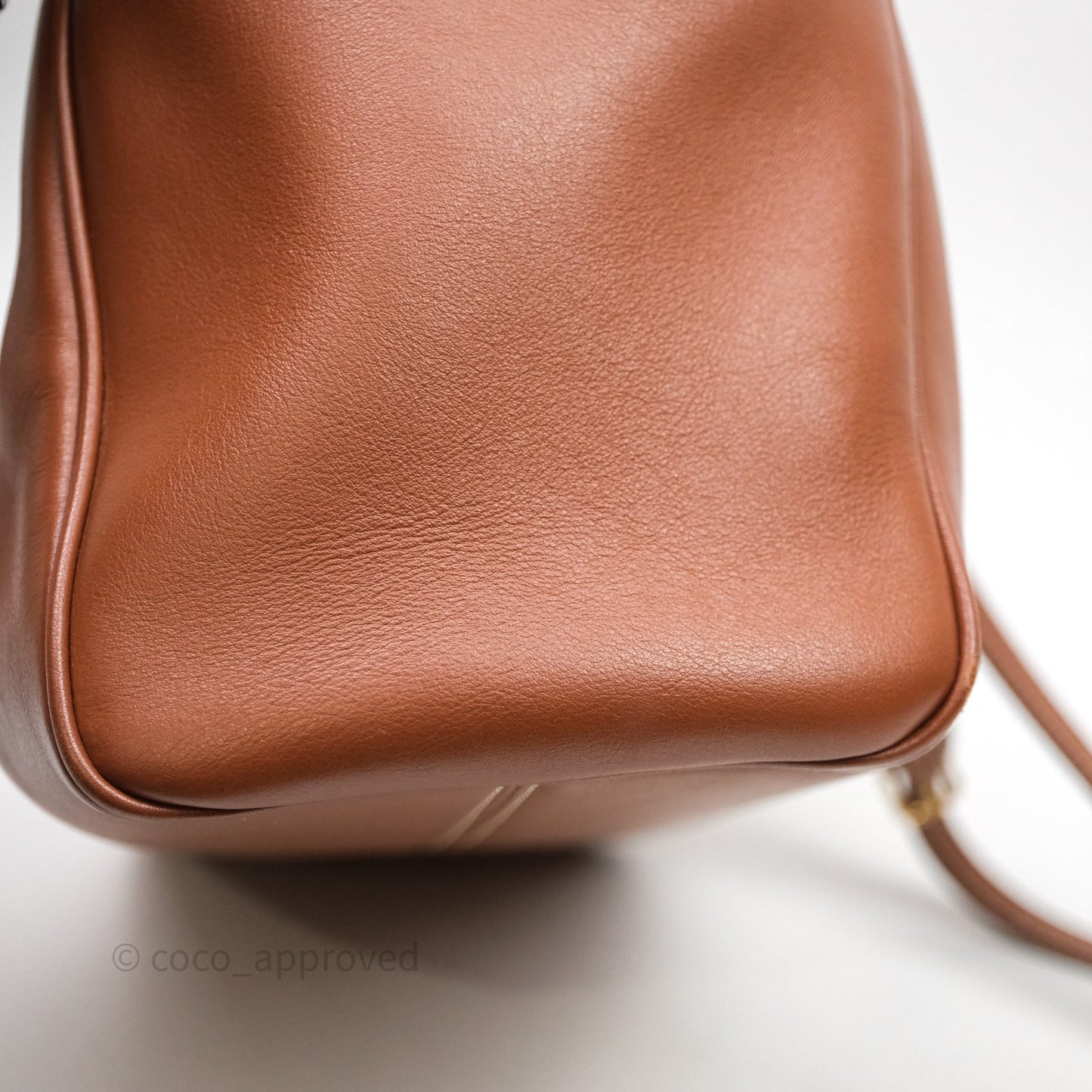 Celine Drawstring Cabas Tote Bag Triomphe in Grained Calfskin Tan