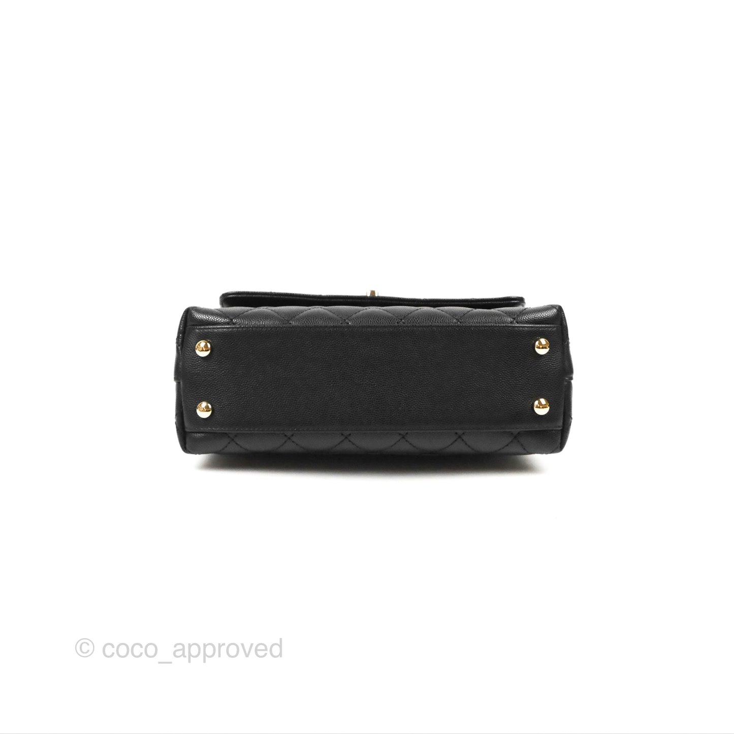 Chanel Small Quilted Coco Handle Black Caviar Gold Hardware