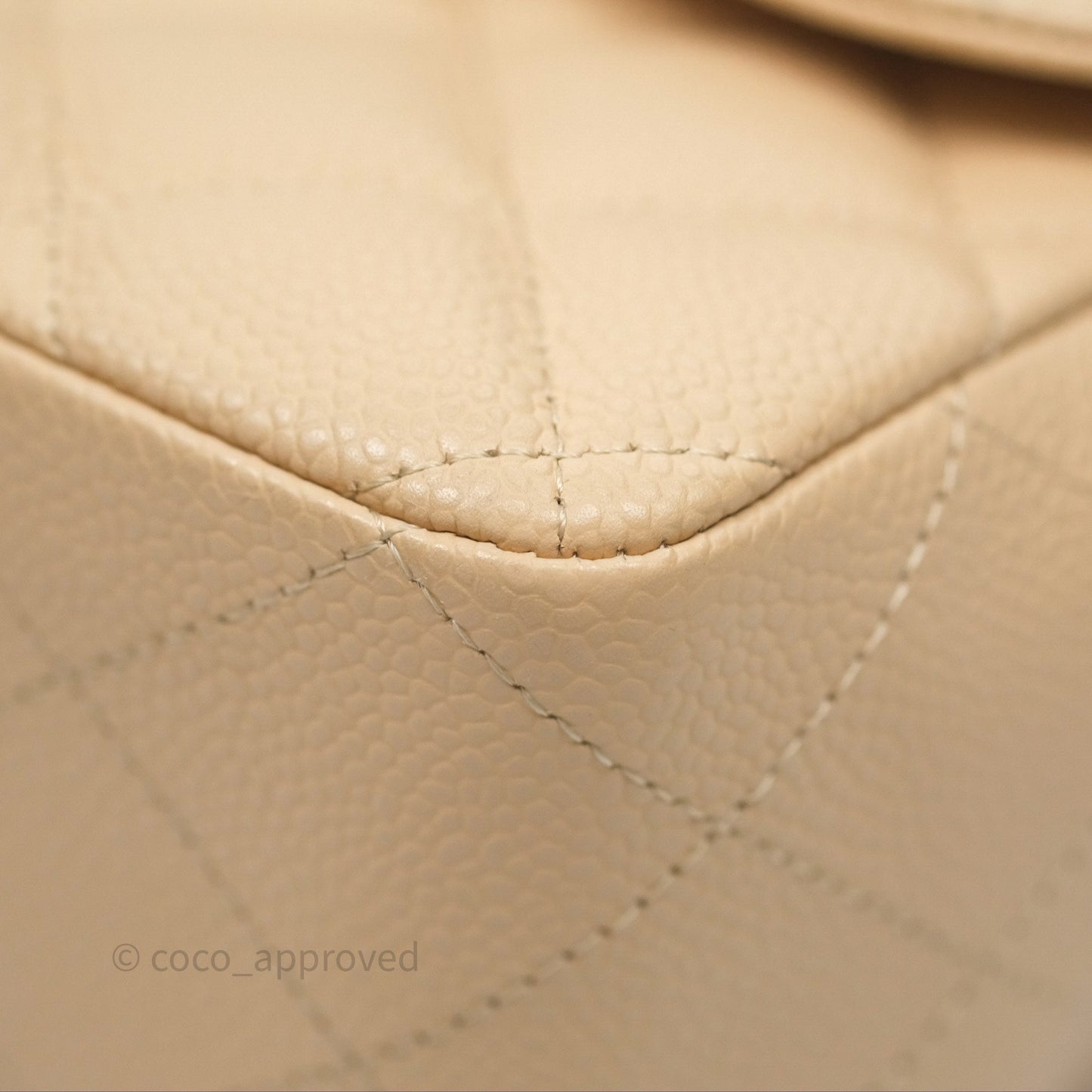 Chanel Jumbo Single Flap Beige Caviar Silver Hardware