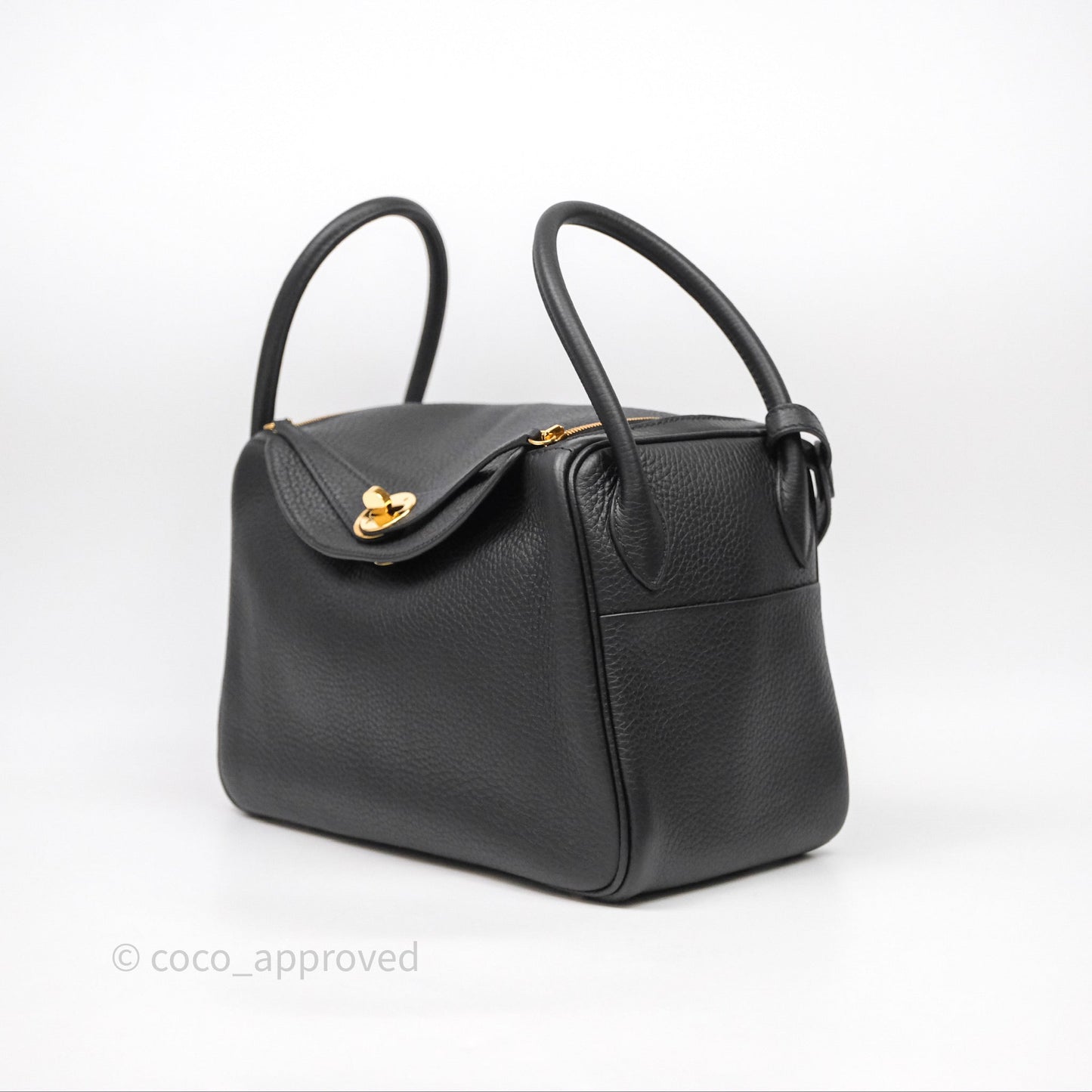 Hermes Lindy 26 Black Noir 89 Clemence Gold Hardware
