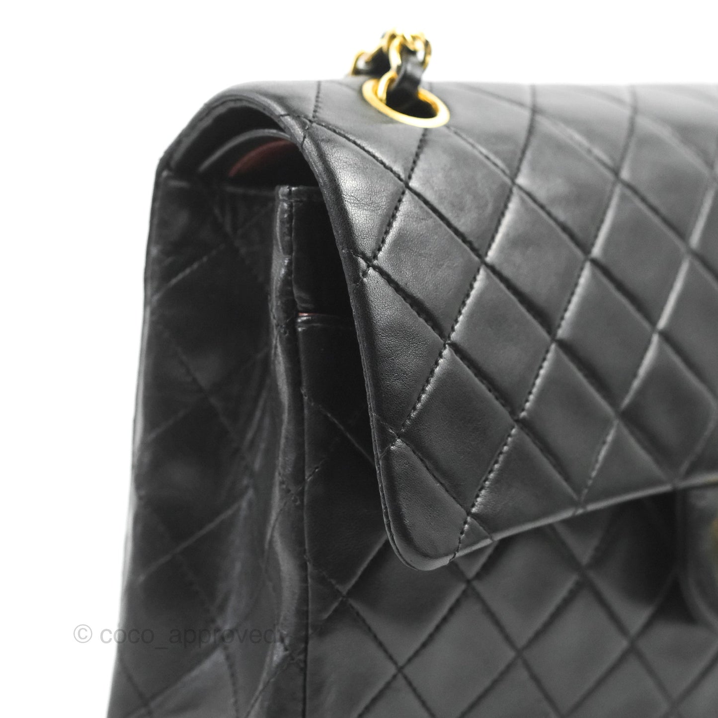 Chanel Vintage Medium Double Flap Black Lambskin 24K Gold Hardware