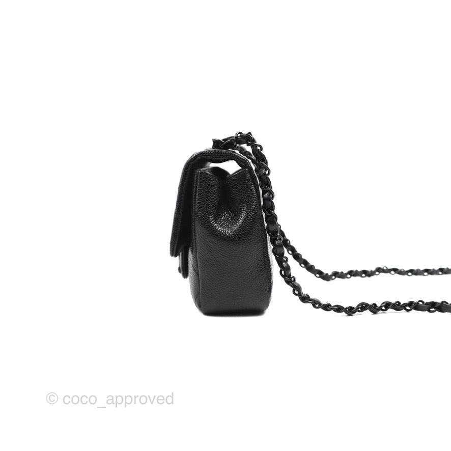 Chanel Quilted Mini Square Flap Bag So Black Caviar Incognito