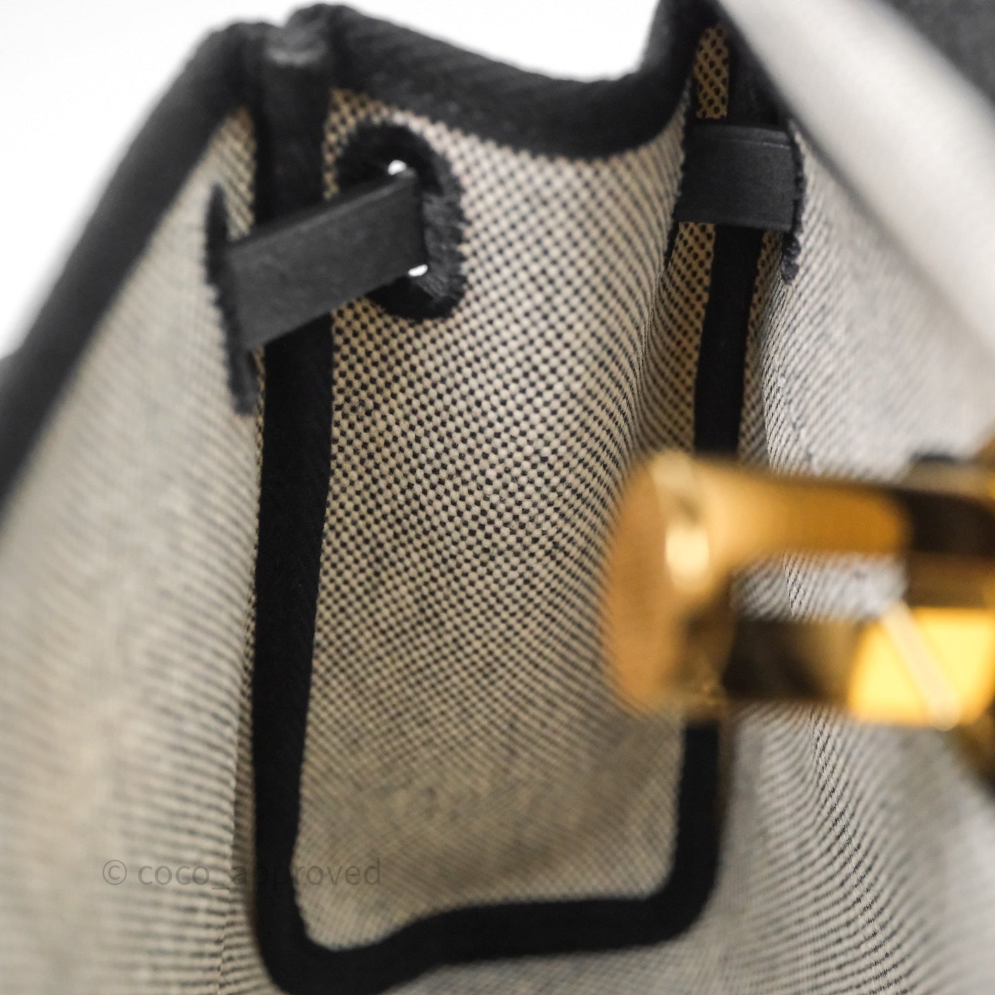 Hermès Herbag Zip 20 Mini Ecru-Noir Canvas Gold Hardware
