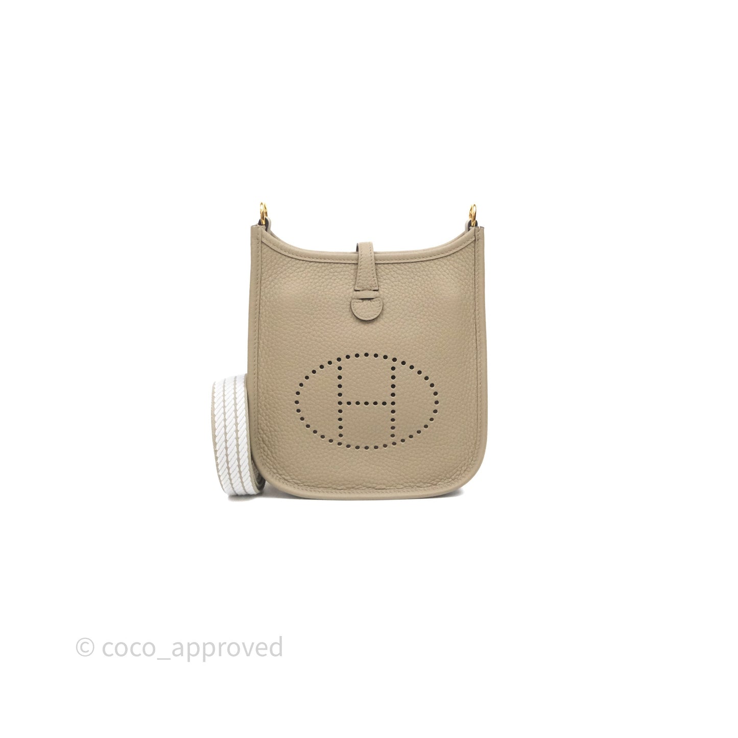 Hermès Mini Evelyne 16 Beige Marfa 8Q Clemence Gold Hardware
