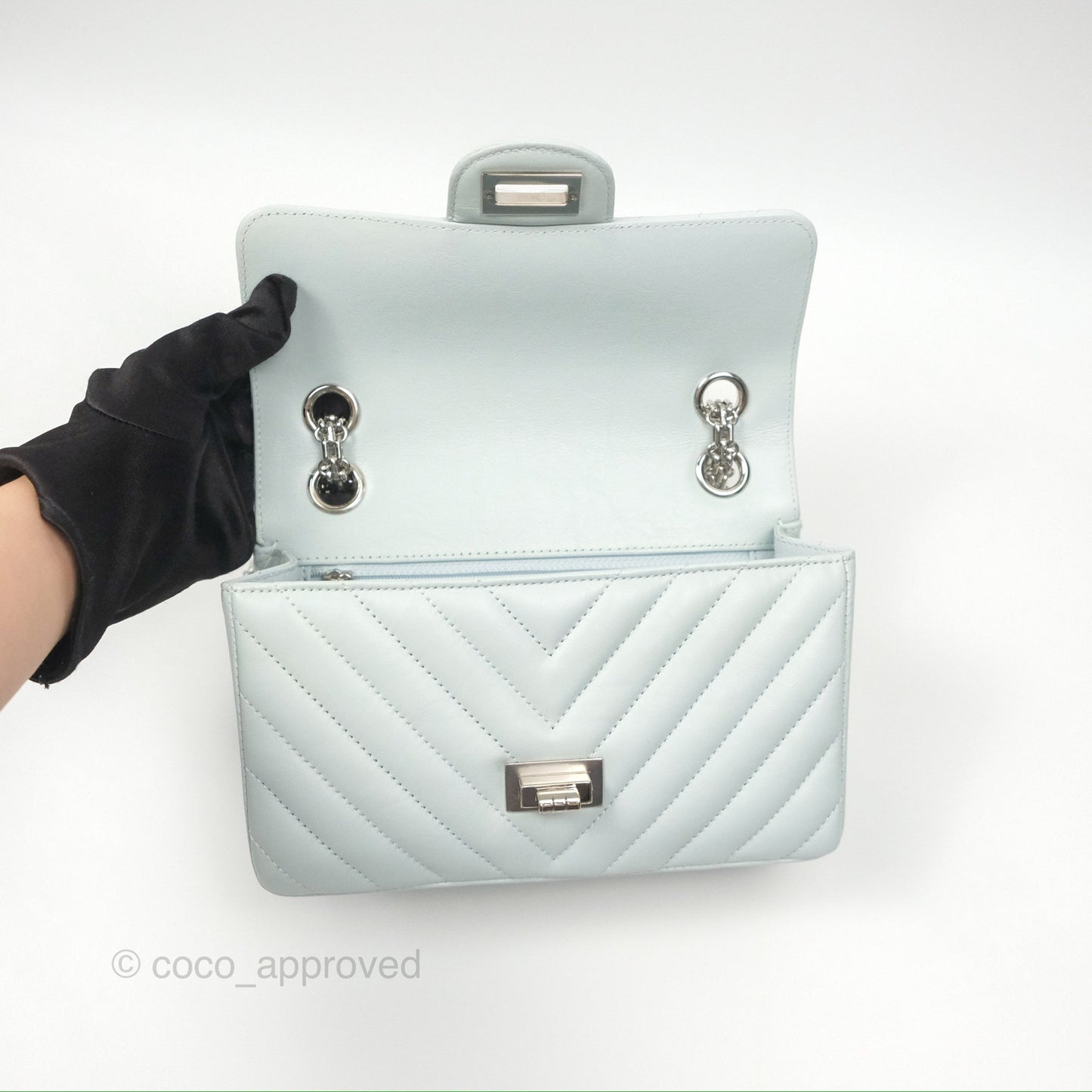 Chanel Mini Reissue 224 Blue Aged Calfskin Silver Hardware