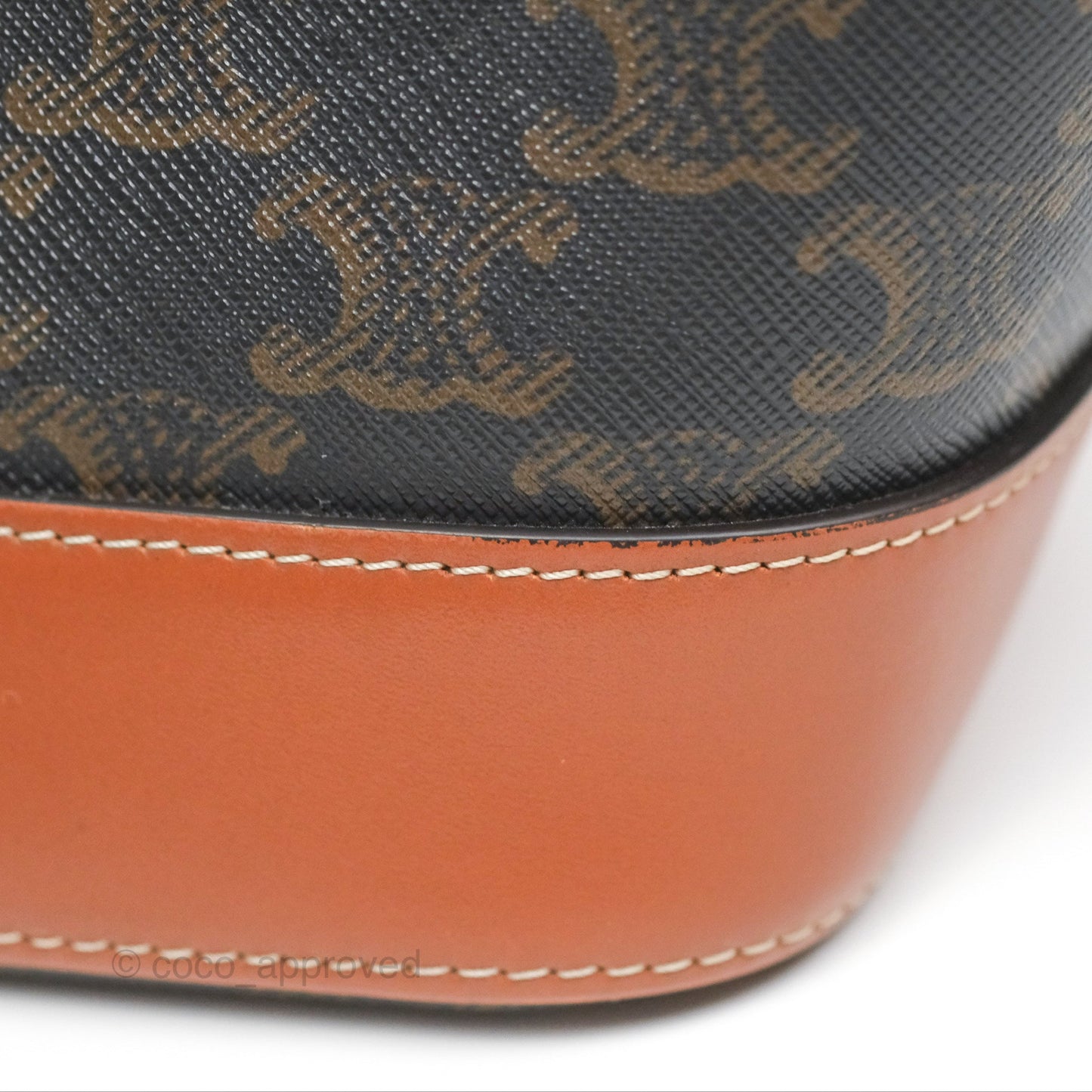 Celine Small Bucket Triomphe Canvas Tan Calfskin