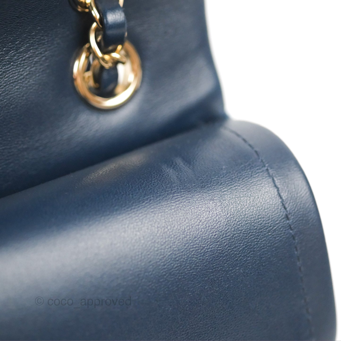 Chanel M/L Quilted Medium Double Flap Dark Blue Printed Denim 22B