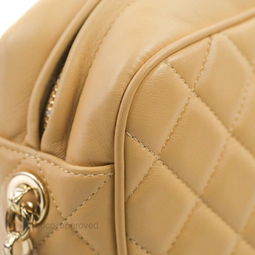 Chanel Calfskin Coco Vintage Camera Case Beige Gold Hardware