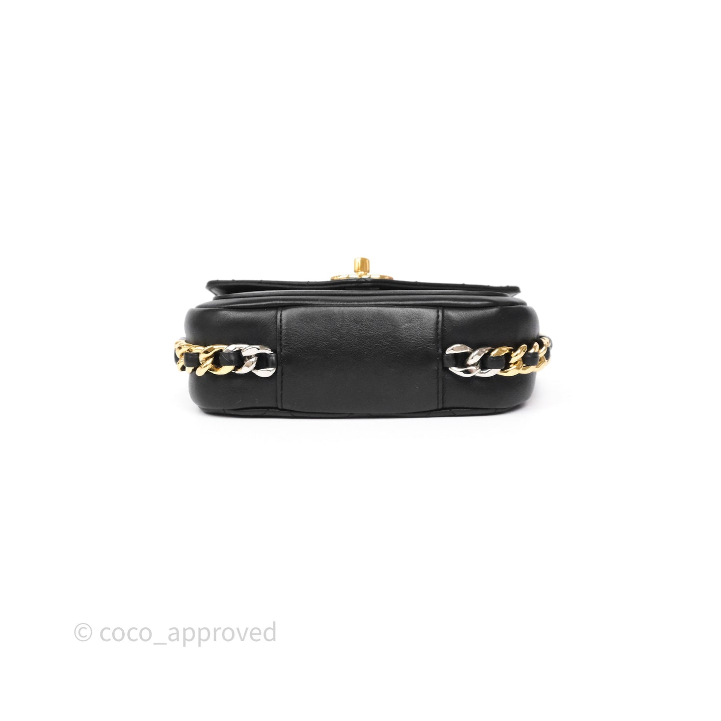 Chanel Small Precious Union Flap Black Calfskin Gold & Silver Hardware