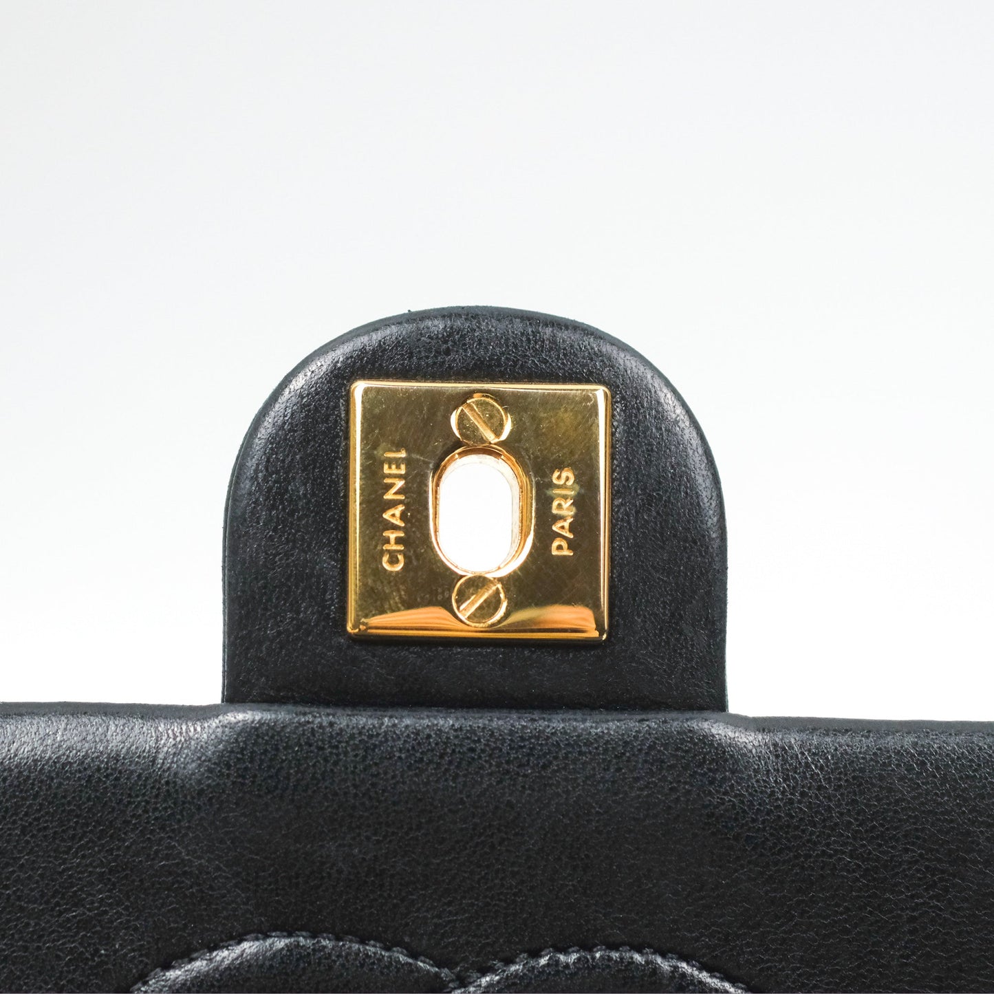 Chanel Vintage Square Flap Bag Black Lambskin 24K Gold Hardware