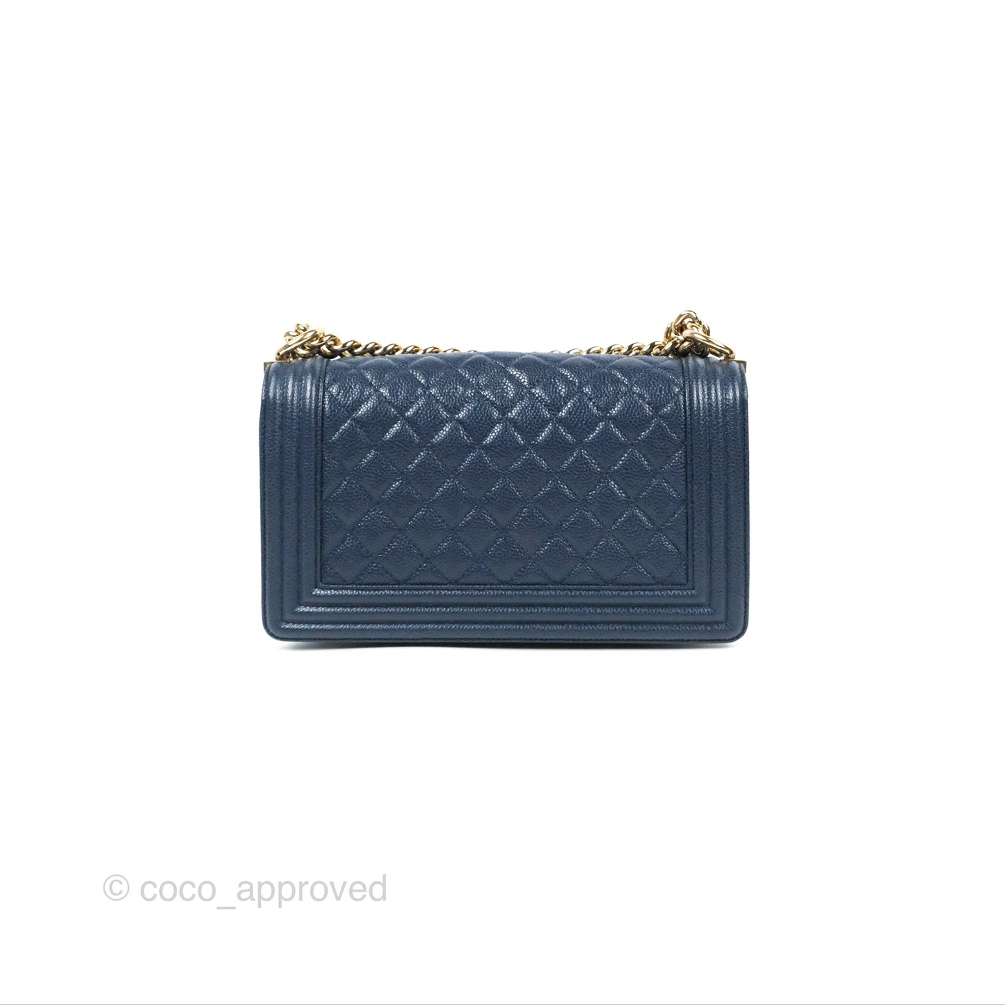 Chanel Quilted Medium Boy Navy Caviar Gold Hardware